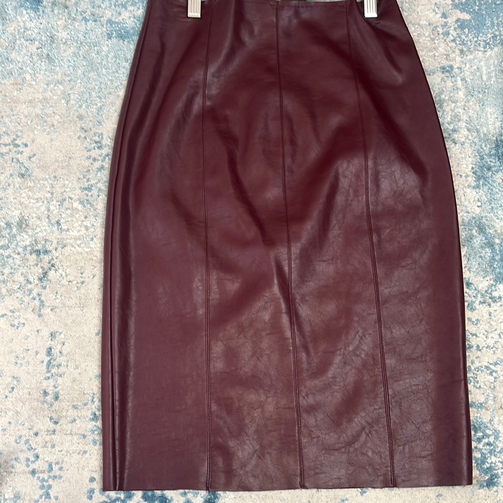 Lulus vegan leather deep red wine color skirt size S